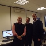 Srº Carlos Leandro em visita à empresa OceanScan uma empresa spinoff do LSTS da FEUP ao lado dos Eng. e empresários  Luis Madureira e Alexandre Souza.